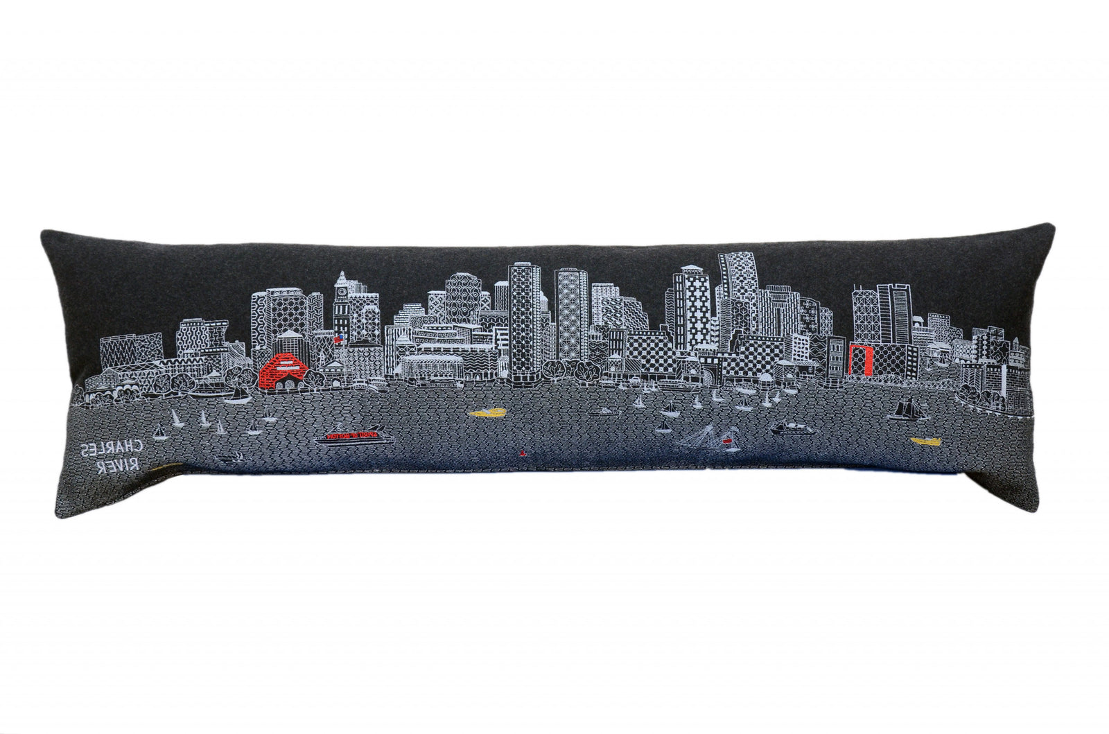 45" Black Boston Nighttime Skyline Lumbar Decorative Pillow