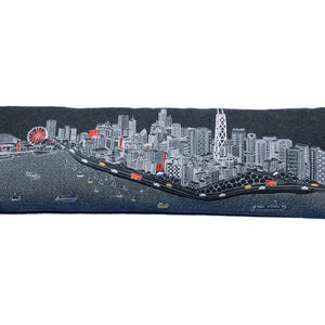 45" Black Chicago Nighttime Skyline Lumbar Decorative Pillow