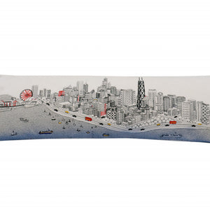 45" White Chicago Daylight Skyline Lumbar Decorative Pillow