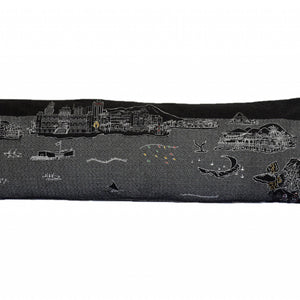 45" Black Hawaii Nighttime Skyline Lumbar Decorative Pillow