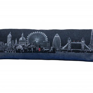 45" Black and White London Nighttime Skyline Lumbar Decorative Pillow