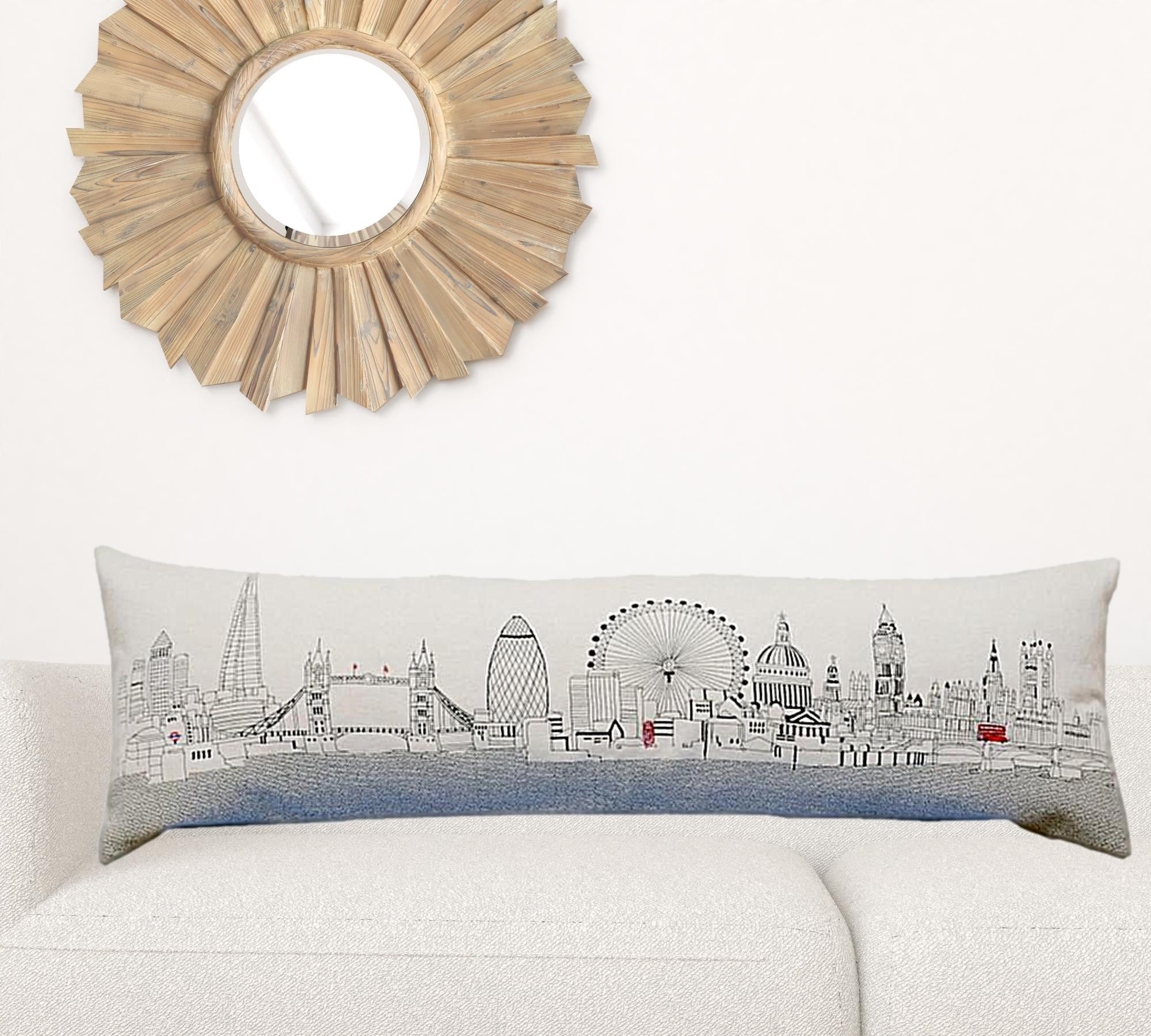 45" White London Daylight Skyline Lumbar Decorative Pillow
