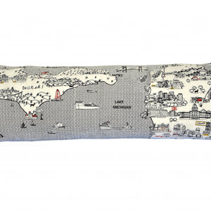 45 英寸白色密歇根日光天際線腰枕裝飾枕頭