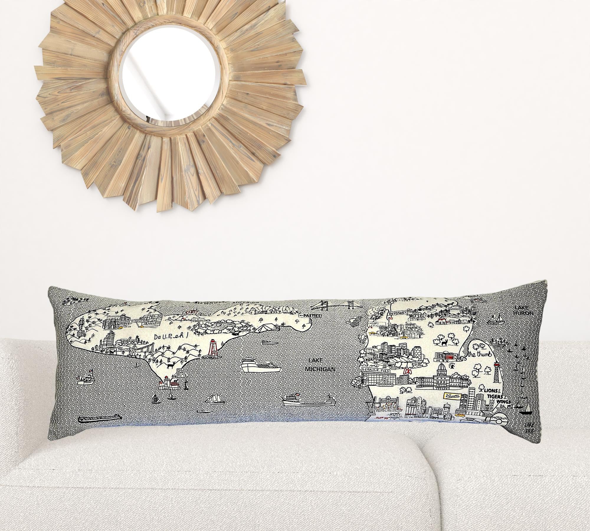 Cojín decorativo lumbar de 45 pulgadas con luz diurna blanca de Michigan