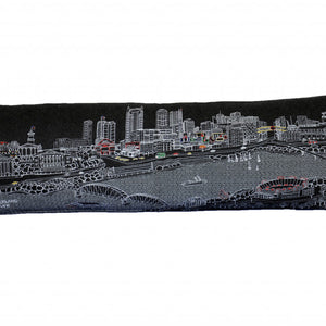 45" Black Nashville Nighttime Skyline Lumbar Decorative Pillow
