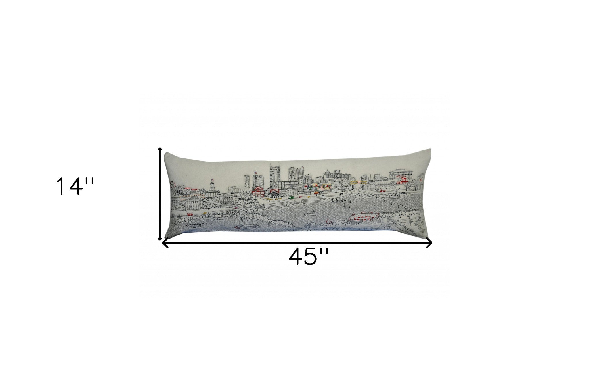 45" White Nashville Daylight Skyline Lumbar Decorative Pillow