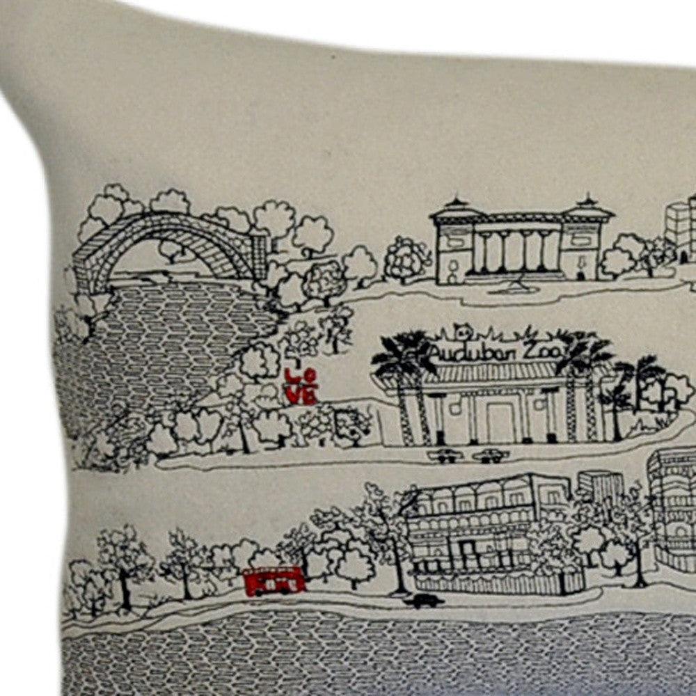 45" White New Orleans Daylight Skyline Lumbar Decorative Pillow