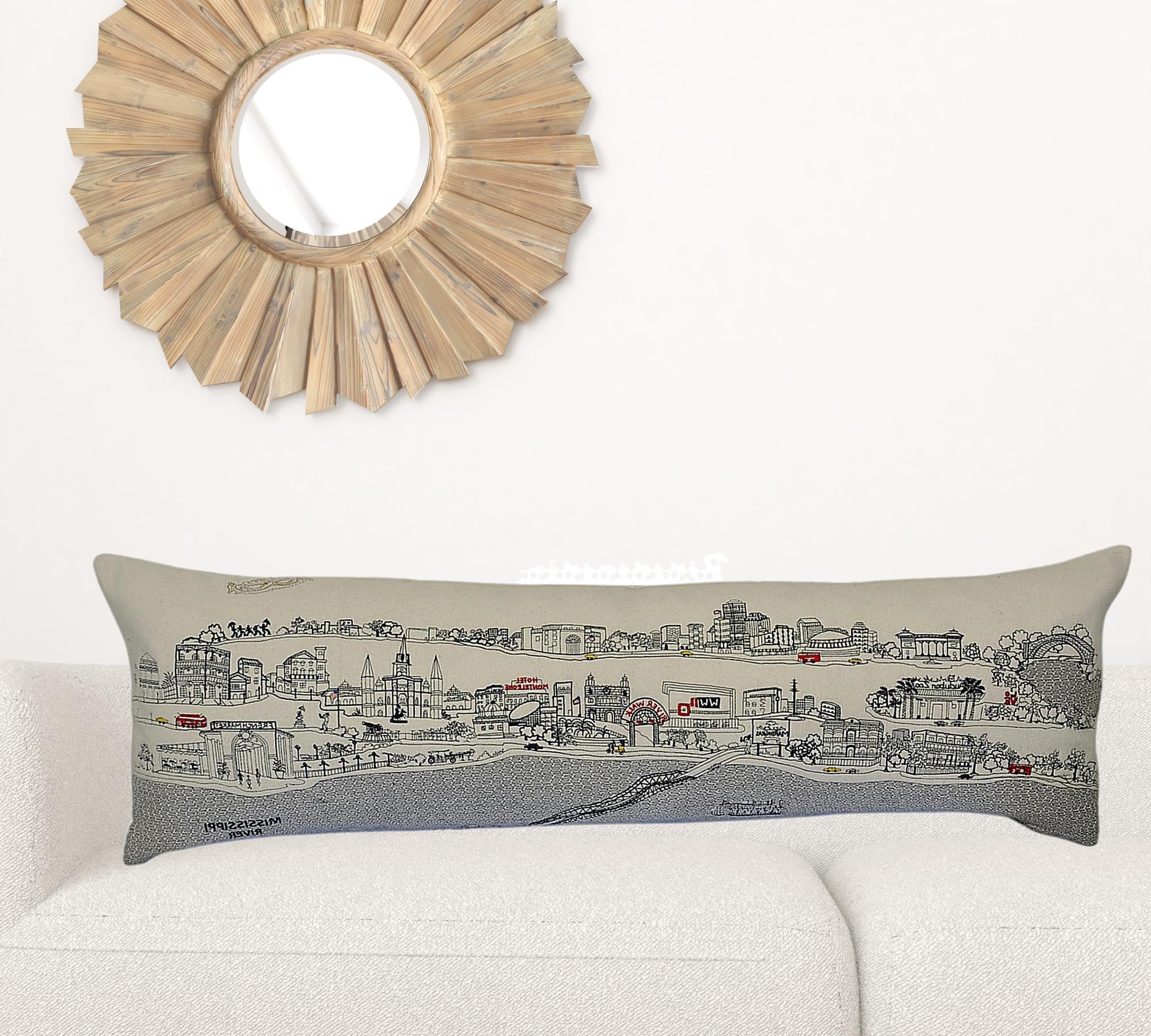 45" White New Orleans Daylight Skyline Lumbar Decorative Pillow