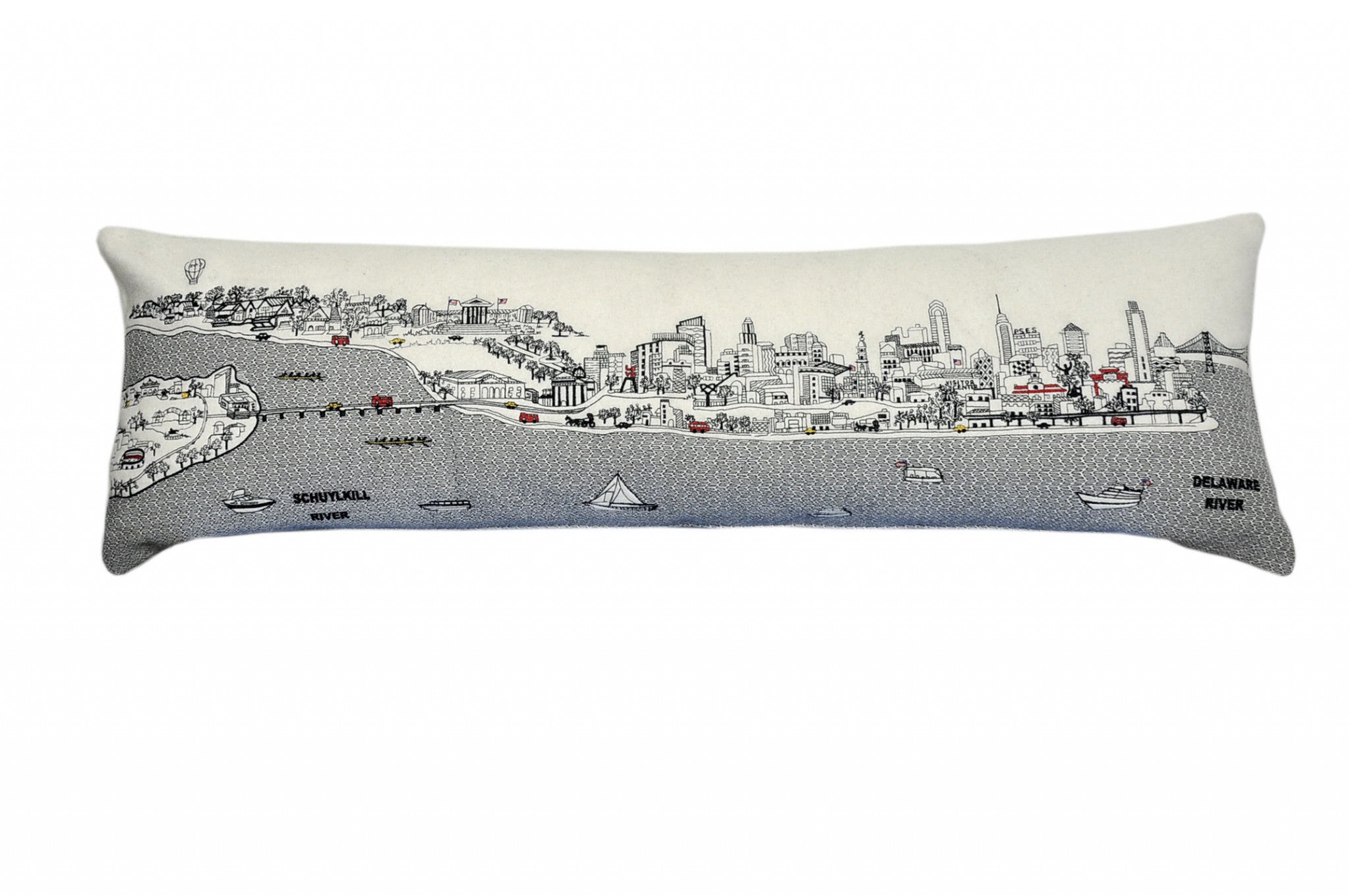 45" White Philadelphia Daylight Skyline Lumbar Decorative Pillow