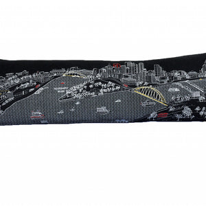 45" Black Pittsburgh Nighttime Skyline Lumbar Decorative Pillow