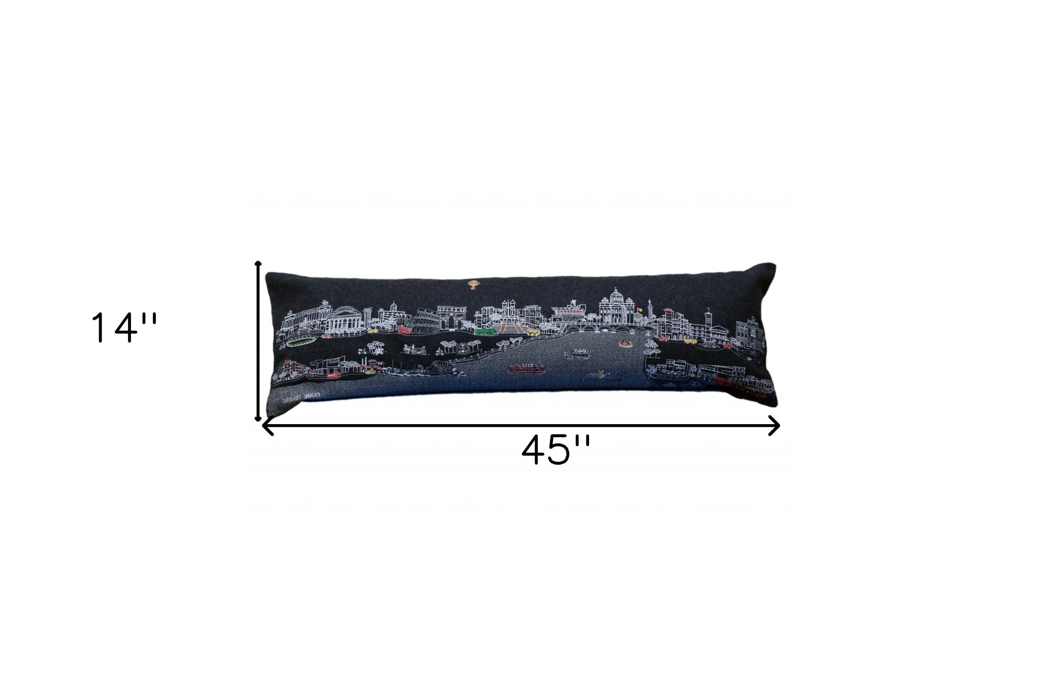 45" Black Rome Nighttime Skyline Lumbar Decorative Pillow