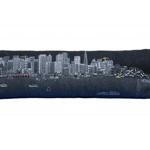 45" Black San Francisco Nighttime Skyline Lumbar Decorative Pillow
