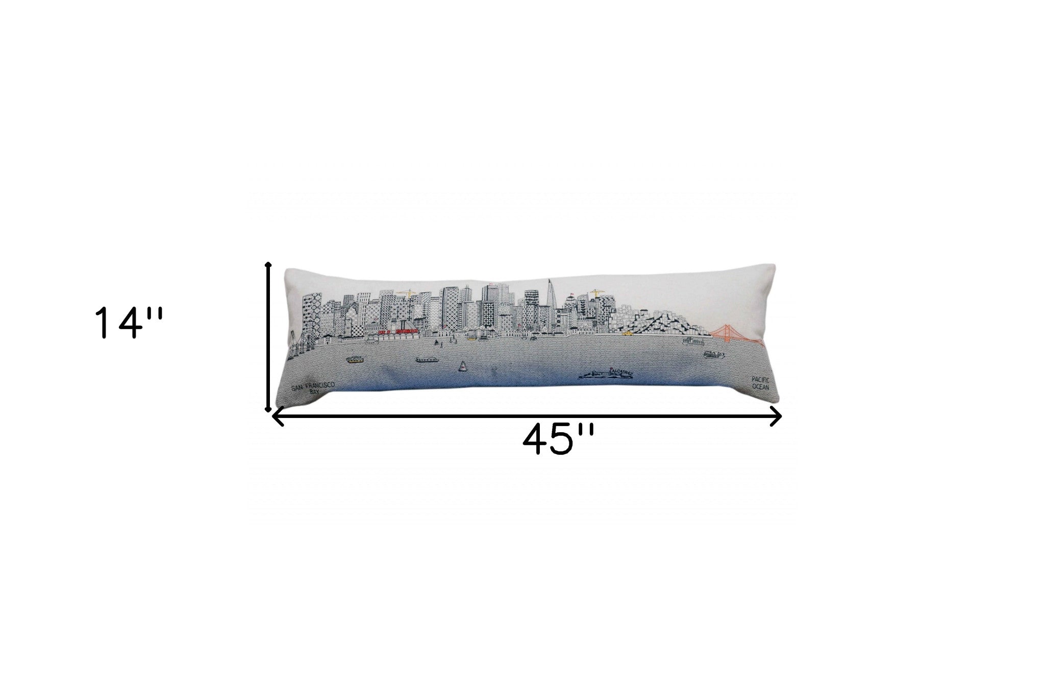 45" White San Francisco Daylight Skyline Lumbar Decorative Pillow