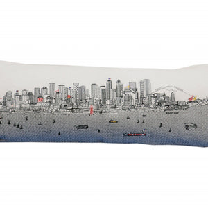 45" White Seattle Daylight Skyline Lumbar Decorative Pillow