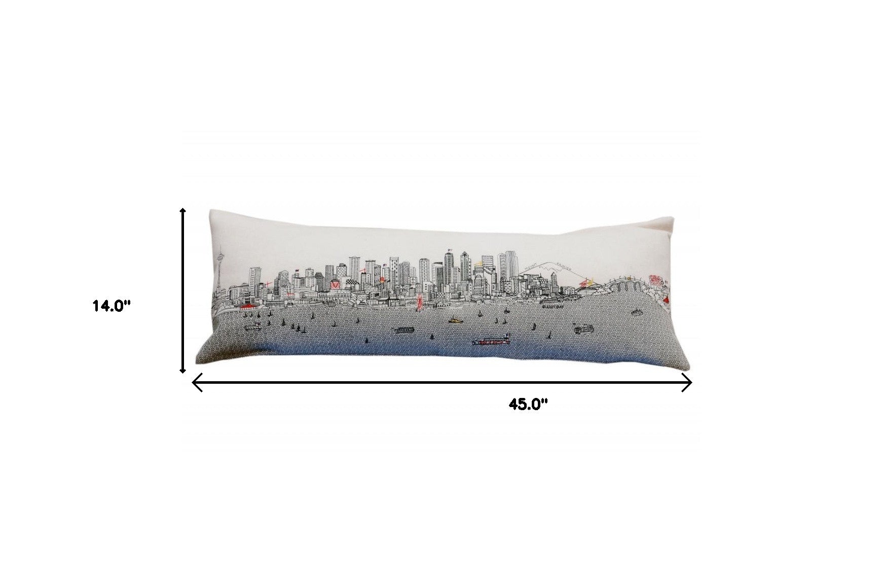 45" White Seattle Daylight Skyline Lumbar Decorative Pillow