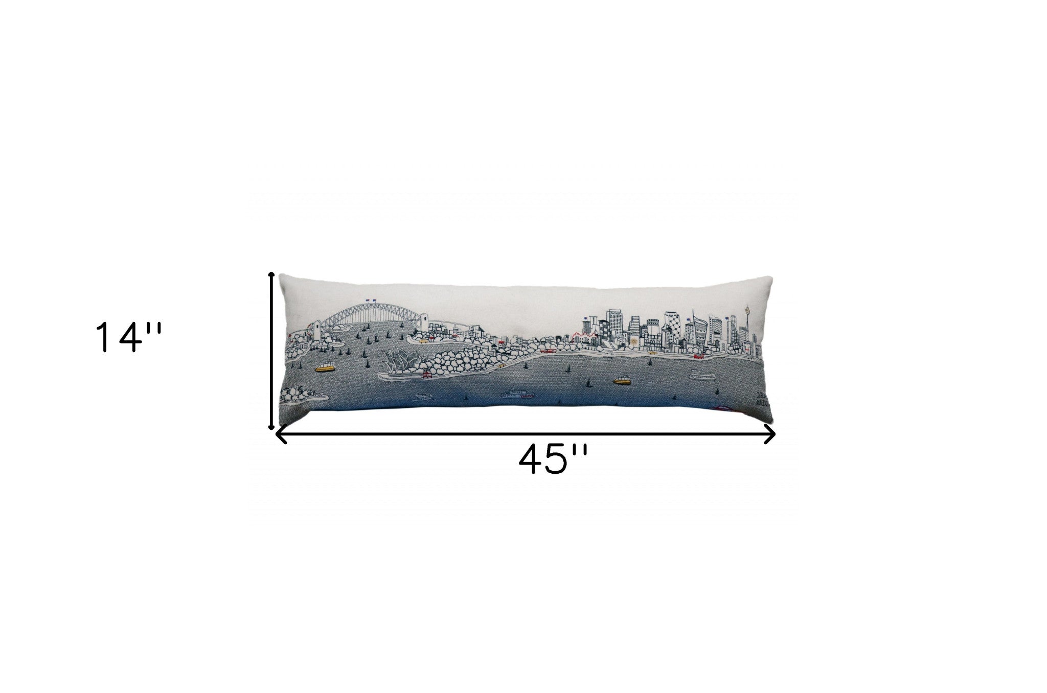 45" White Sydney Daylight Skyline Lumbar Decorative Pillow