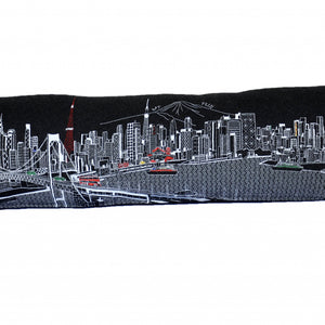 45" Black Tokyo Nighttime Skyline Lumbar Decorative Pillow