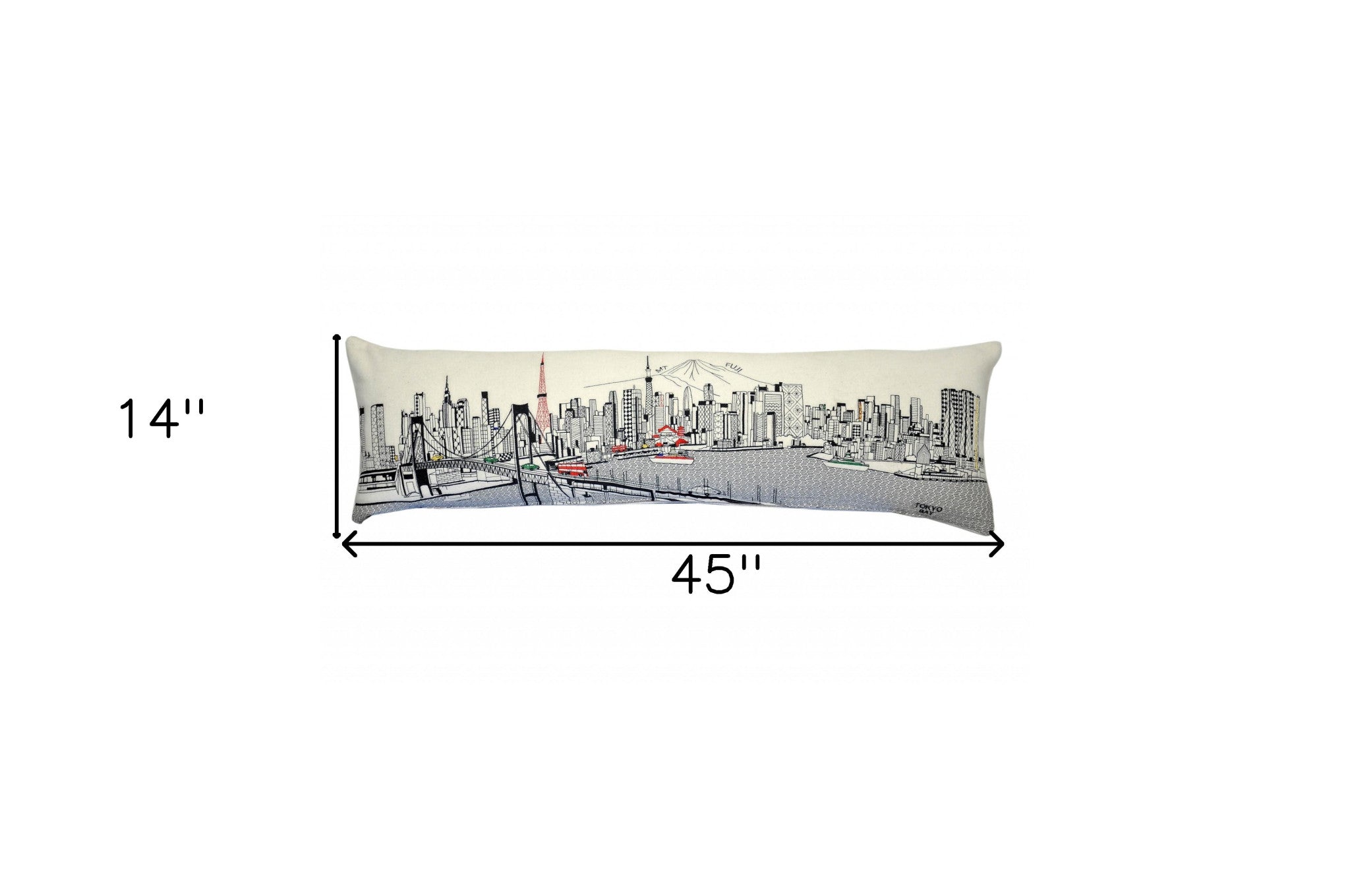 45" White Tokyo Daylight Skyline Lumbar Decorative Pillow