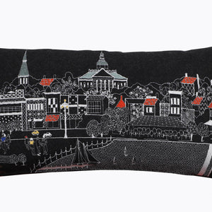 24" Black Annapolis Nighttime Skyline Lumbar Decorative Pillow