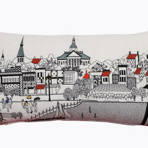 24" White Annapolis Daylight Skyline Lumbar Decorative Pillow