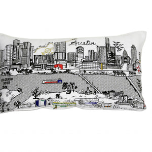 24" White Atlanta Daylight Skyline Lumbar Decorative Pillow