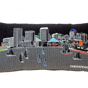 24" Black Austin Nighttime Skyline Lumbar Decorative Pillow