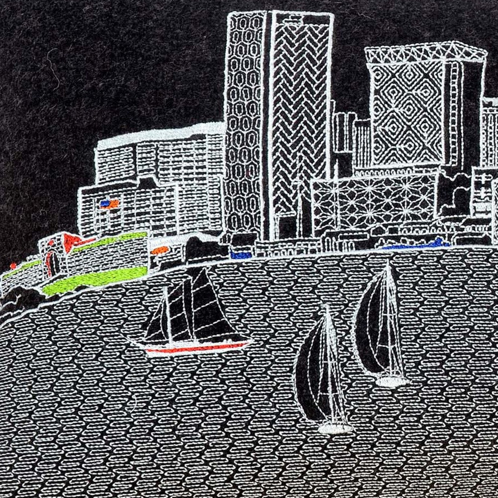 24" Black Austin Nighttime Skyline Lumbar Decorative Pillow