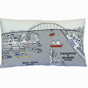 24" White Charleston Daylight Skyline Lumbar Decorative Pillow