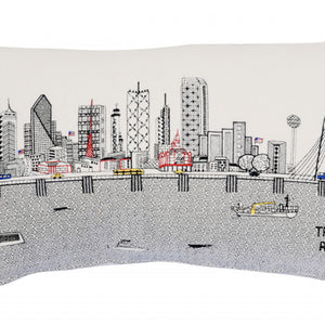 24" White Dallas Daylight Skyline Lumbar Decorative Pillow