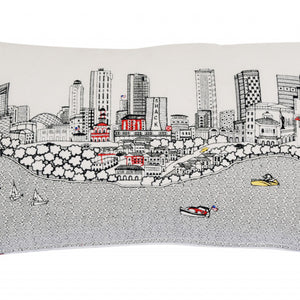 24" White Fort Worth Daylight Skyline Lumbar Decorative Pillow