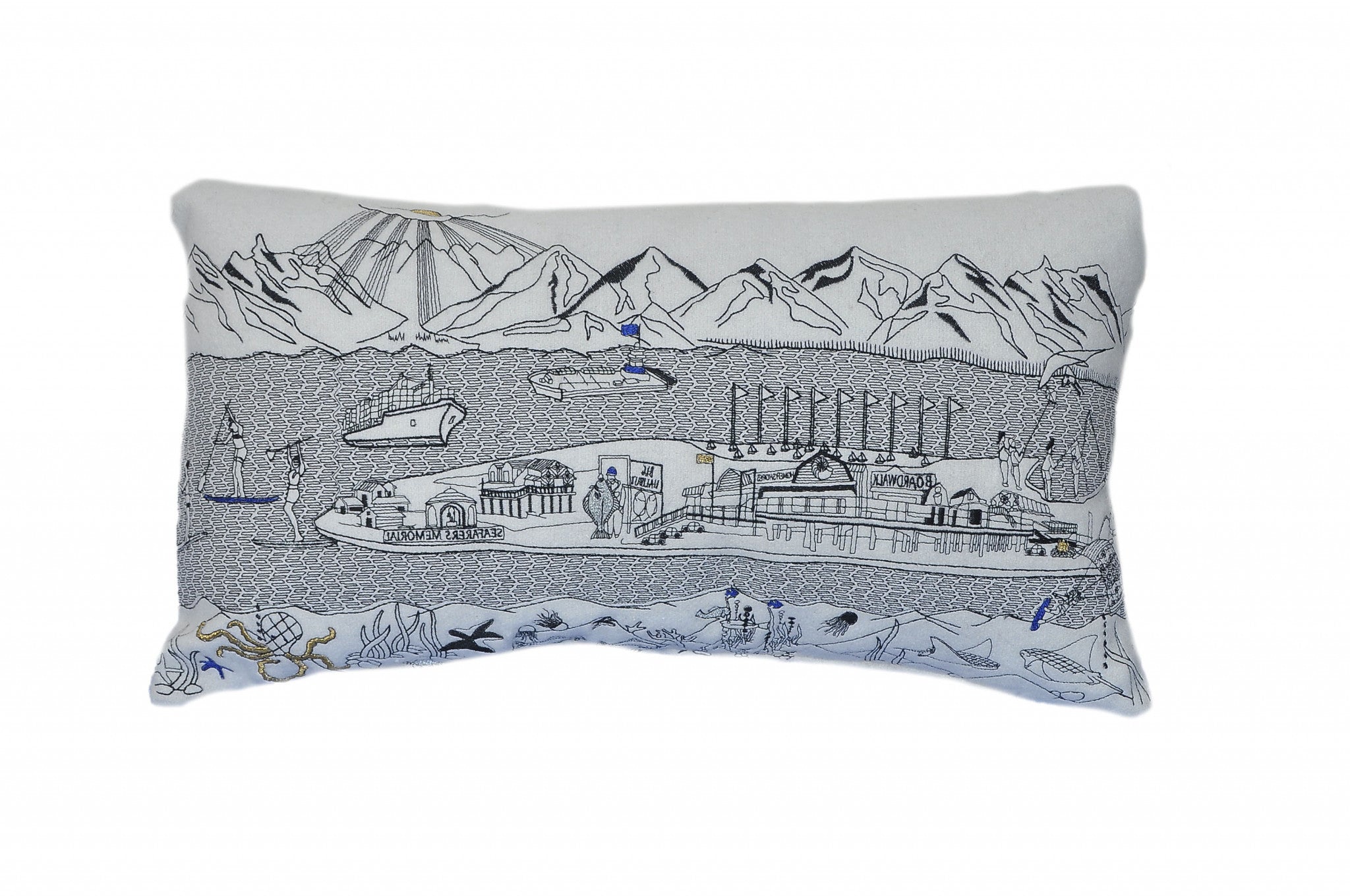 Cojín decorativo lumbar Homer Spit Daylight Skyline blanco de 24"