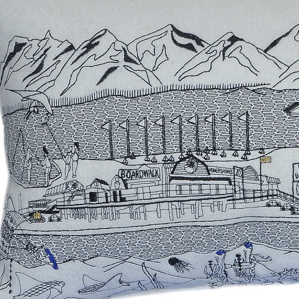 Cojín decorativo lumbar Homer Spit Daylight Skyline blanco de 24"