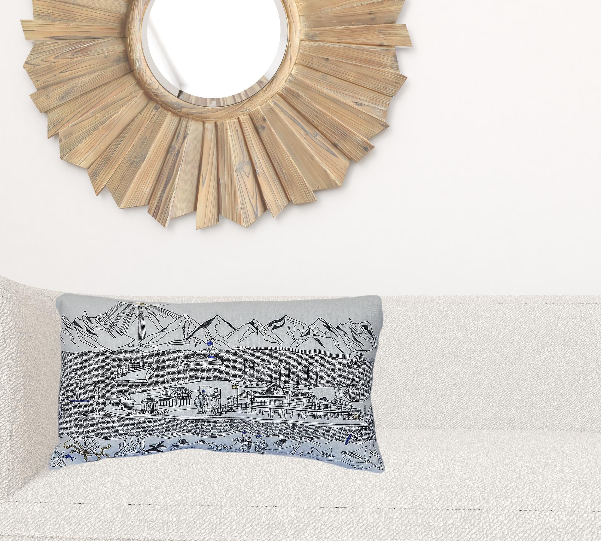 Cojín decorativo lumbar Homer Spit Daylight Skyline blanco de 24"