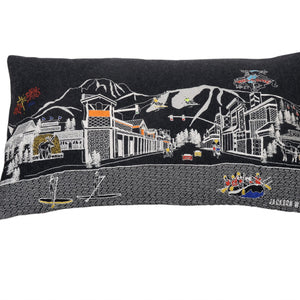 24" Black Jackson Nighttime Skyline Lumbar Decorative Pillow