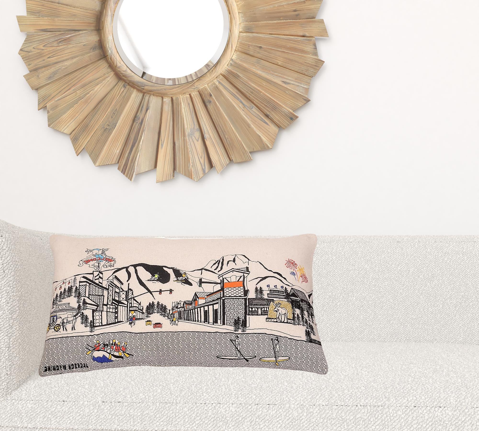 24" White Jackson Daylight Skyline Lumbar Decorative Pillow