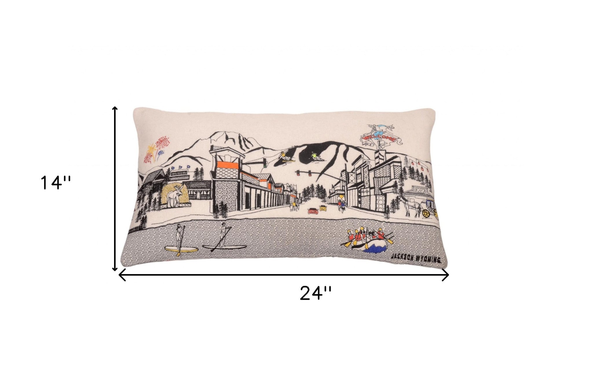 24" White Jackson Daylight Skyline Lumbar Decorative Pillow