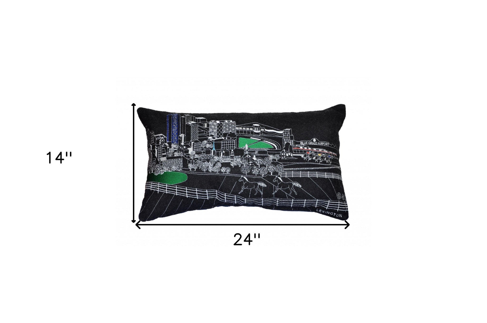 24" Black Lexington Nighttime Skyline Lumbar Decorative Pillow