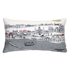 24" White New Orleans Daylight Skyline Lumbar Decorative Pillow