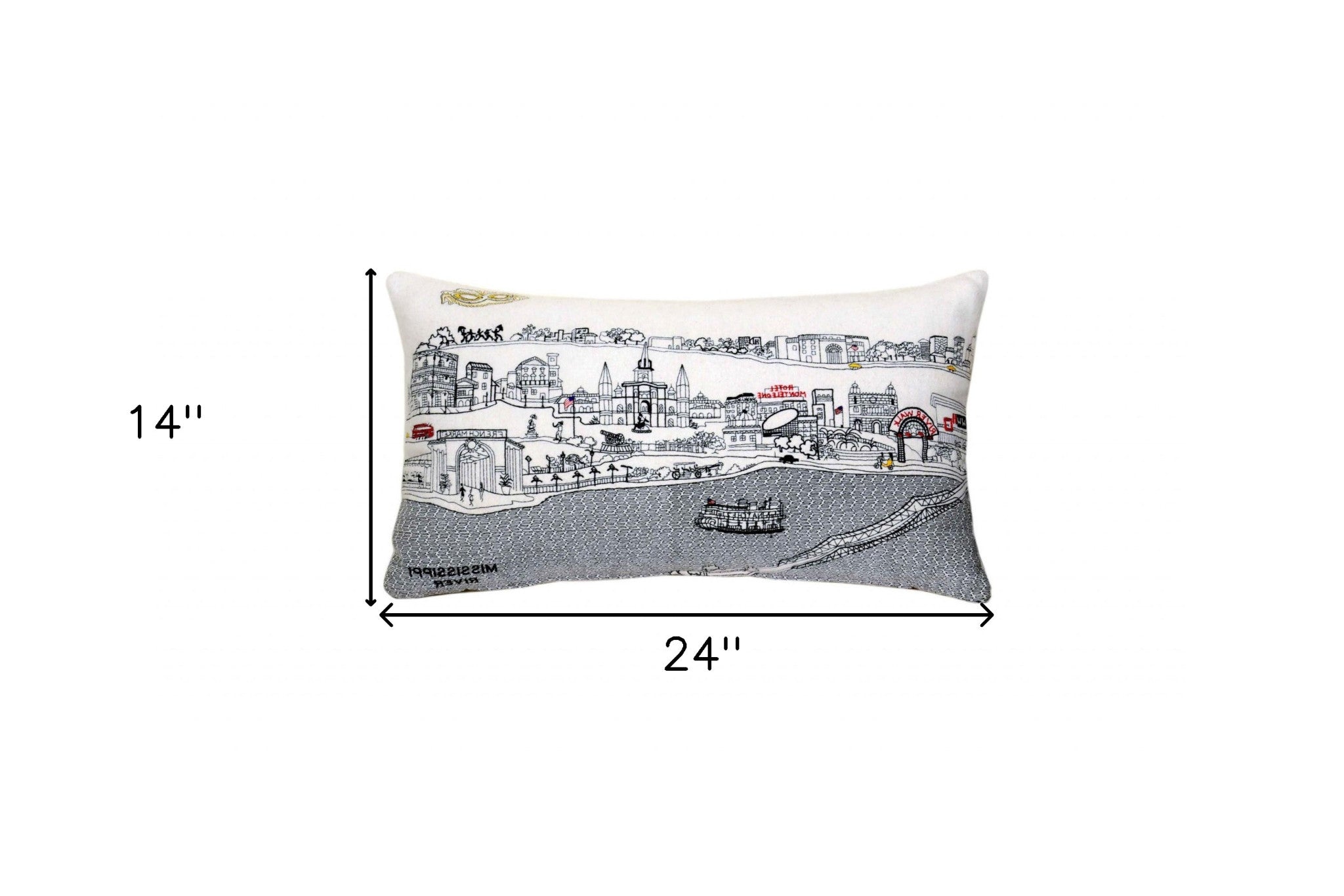 24" White New Orleans Daylight Skyline Lumbar Decorative Pillow