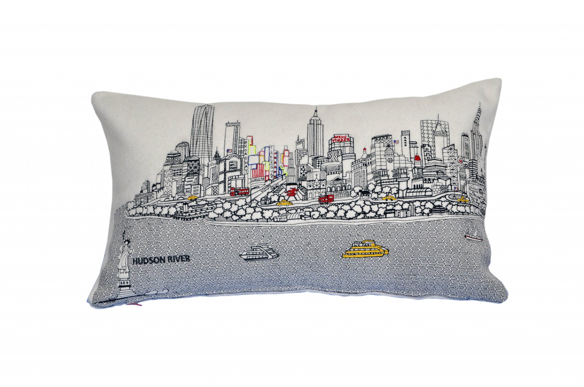 Cojín decorativo lumbar blanco NYC Skyline de 24"
