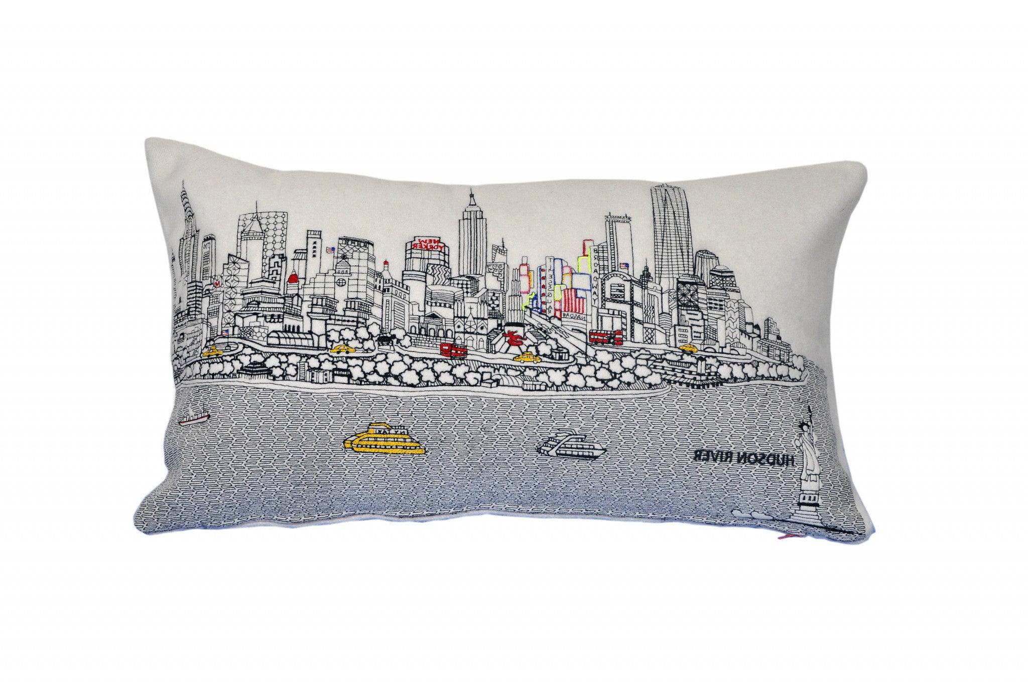 Cojín decorativo lumbar blanco NYC Skyline de 24"