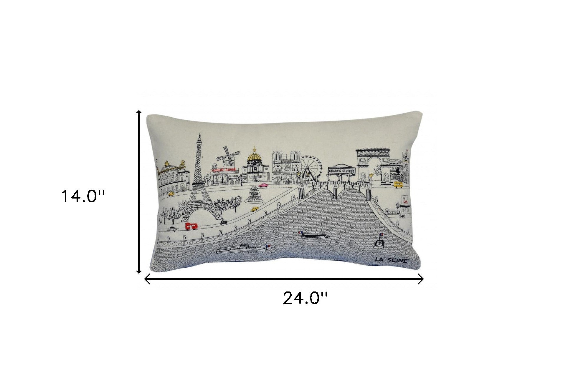 24" White Paris Daylight Skyline Lumbar Decorative Pillow