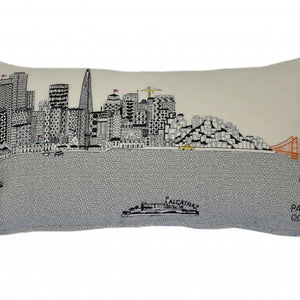 24" White San Francisco Daylight Skyline Lumbar Decorative Pillow