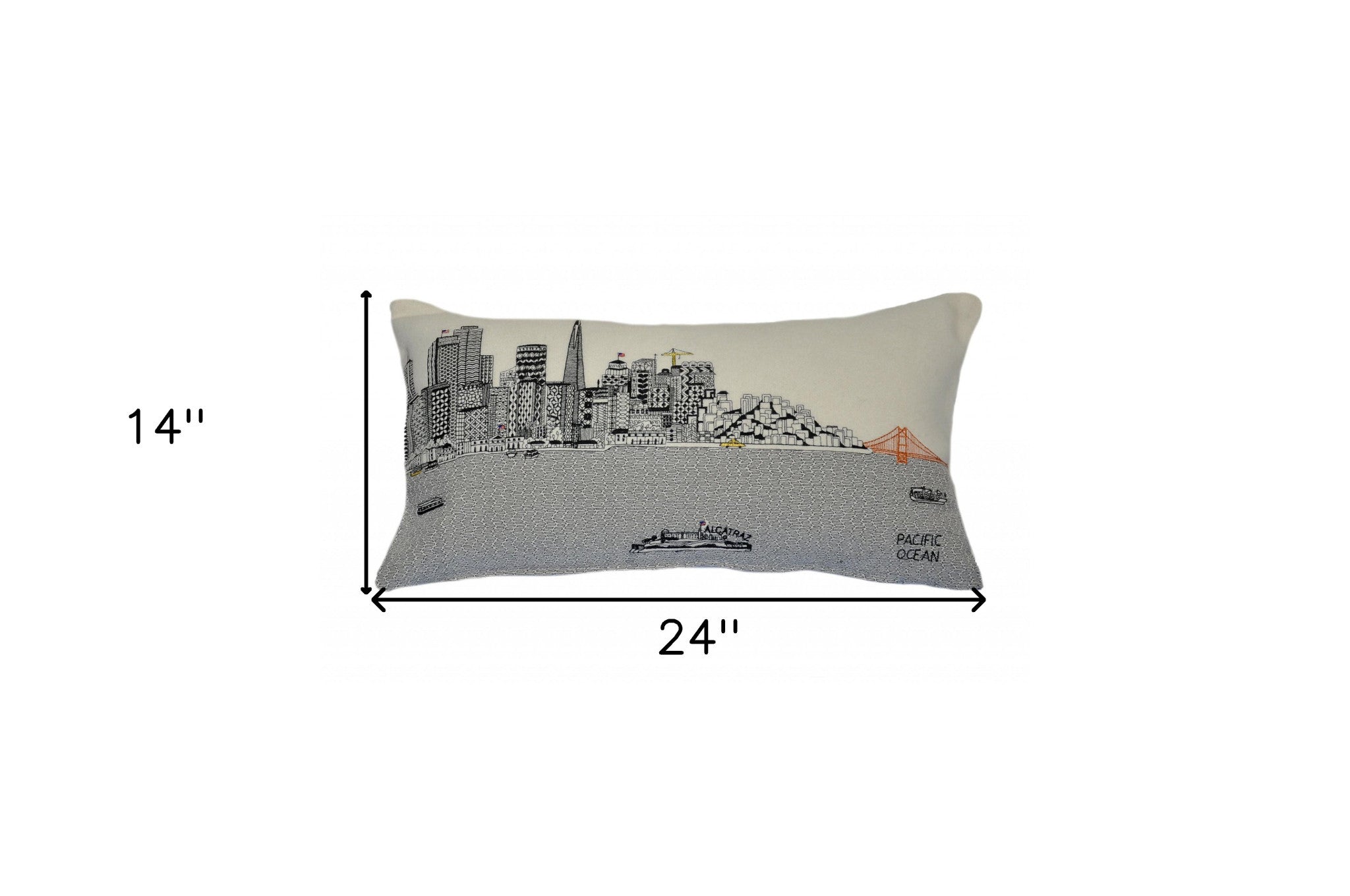 24" White San Francisco Daylight Skyline Lumbar Decorative Pillow