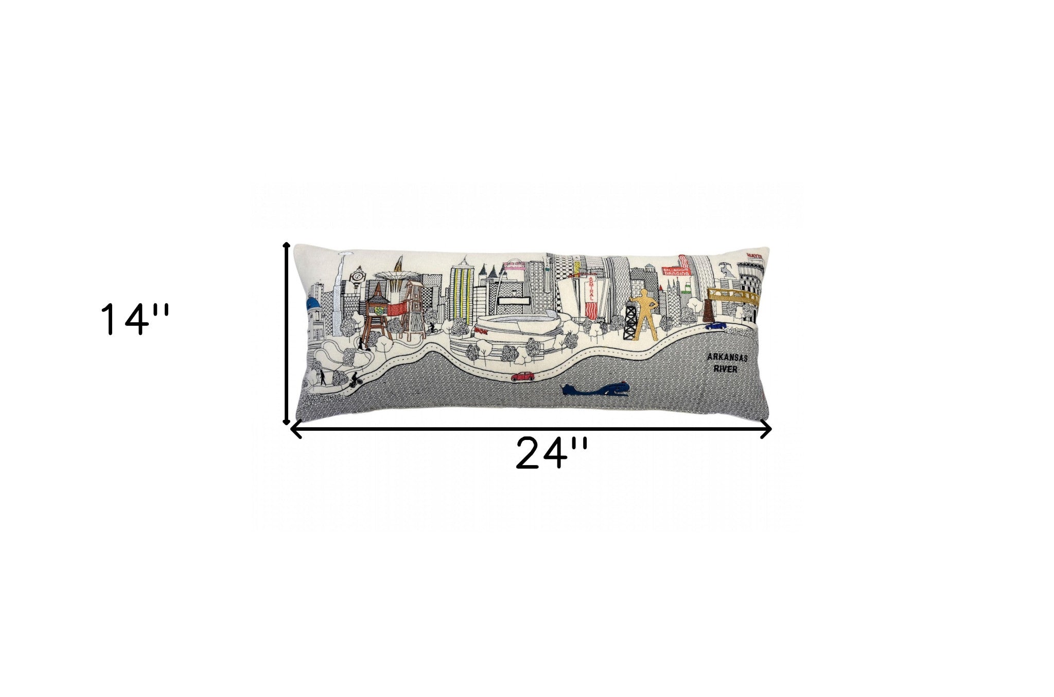 24" White Tulsa Daylight Skyline Lumbar Decorative Pillow