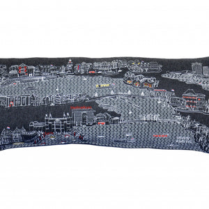 35" Black Amsterdam Nighttime Skyline Lumbar Decorative Pillow