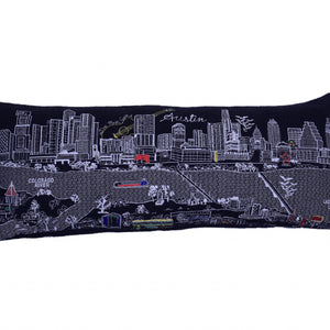 35" Black Austin Nighttime Skyline Lumbar Decorative Pillow