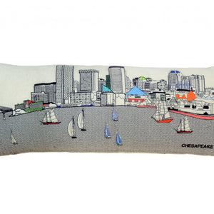 35" White Baltimore Daylight Skyline Lumbar Decorative Pillow