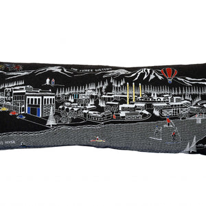 35" Black Bend Nighttime Skyline Lumbar Decorative Pillow