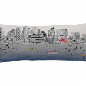 35" White Boston Daylight Skyline Lumbar Decorative Pillow